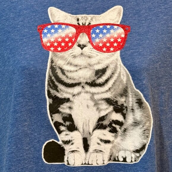 Celebrate Patriotic Cat Graphic T-Shirt Womens Size Large - Picture 3 of 5